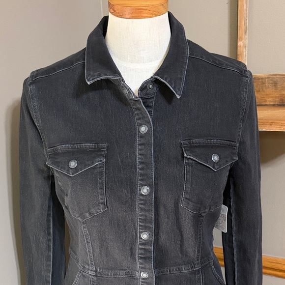 Free people black denim long sleeve dress with pockets size medium - Picture 4 of 12